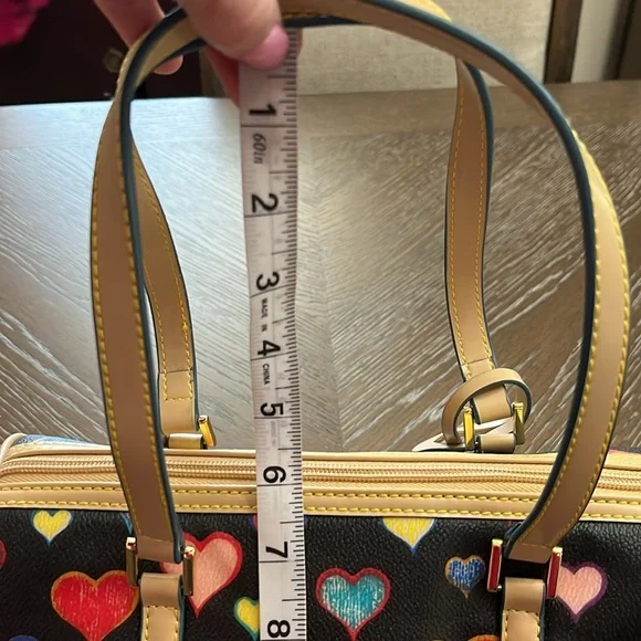 Black with multi colored hearts satchel bag - Picture 17 of 17